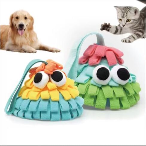 Snuffle Mat for Dogs with Squeaky, Interactive Dog Puzzle for Boredom, Slow Eating, Training Foraging Skills and Stress Relief, Pet Treat Feeding Mat for Dogs Cats (Orange Yellow Blue, Regular) in Saudi Arabia