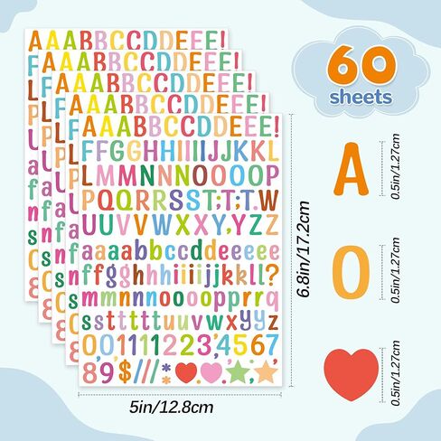 9840 PCS 60 ملصقات رسائل ملصقات 0.5in alphabet ملصقات 1/2 بوصة صغيرة الفينيل ذاتي للاصطدام أرقام ABC رسائل لزجاجات المياه SCRABBOOKING SCRAPBOOKING SCROPEL SIGN in Kuwait