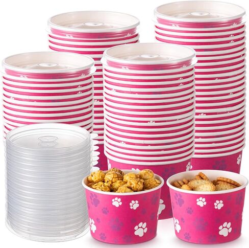 24 PCS 8 OZ PAW PRINT CUPS ICE CUPS BRAKS مع LIDS CUPS للكلاب التي يمكن التخلص منها أوعية الكلاب للآيس كريم الحلوى الخفيفة شرب اللوازم حفلات عيد ميلاد الطفل (الأزرق والبرتقالي) in Saudi Arabia