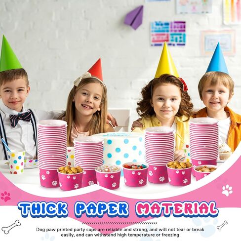 24 PCS 8 OZ PAW PRINT CUPS ICE CUPS BRAKS مع LIDS CUPS للكلاب التي يمكن التخلص منها أوعية الكلاب للآيس كريم الحلوى الخفيفة شرب اللوازم حفلات عيد ميلاد الطفل (الأزرق والبرتقالي) in Saudi Arabia