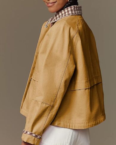 Vaoyiu Women Snap Button Button Denim Jacket Cuffs Worlaid Plaid Twit Throved Trendy Jean Coat with Mobicets Spring Autumn Wear in Kuwait