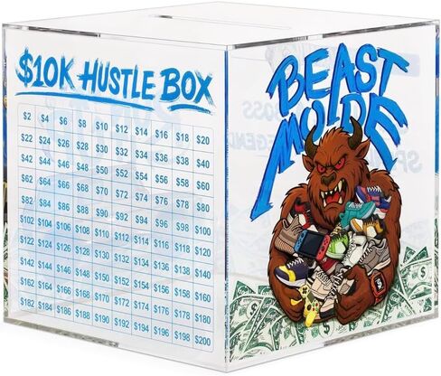 10K Smash Box Money Saving Challenge, Size Large (6.7 inch), Clear Acrylic Piggy Bank for Adults, Break to Open Cash Vault, Cash and Coin Collection Box in Saudi Arabia