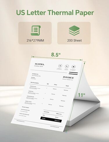 PRT Thermal Paper 8.5 X 11 Letter Thermal Printer Paper 100 sheets, Compatible With iDPRT HPRT PRT MT610 and Most Letter Thermal Portable Printer, for M08F-Letter, D810, M832, M834, A285M ... in Kuwait