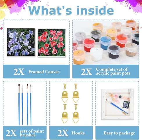 hkejoi 2 Pack Hummingbird Paint by Numbers with Frame, Hummingbird Paint by Numbers for Adults with Easel, DIY Crafts Painting by Number for Gift Home Wall Decor 8x12inch in Kuwait