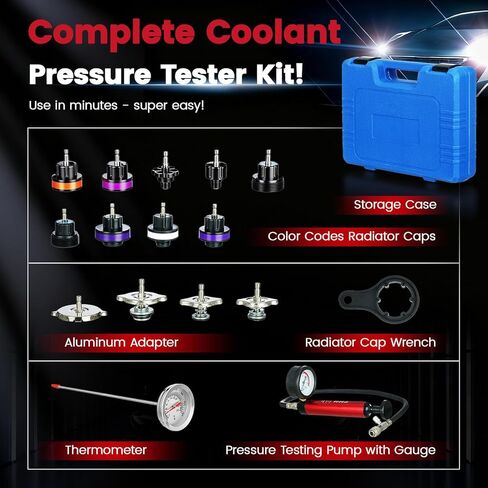 مجموعة اختبار ضغط سائل التبريد WNZ ، مجموعة اختبار ضغط الرادياتير 28pc ، مجموعة اختبار ضغط نظام تبريد الرادياتير مع مضخة الفراغ تطهير وإعادة الملء أداة in Kuwait