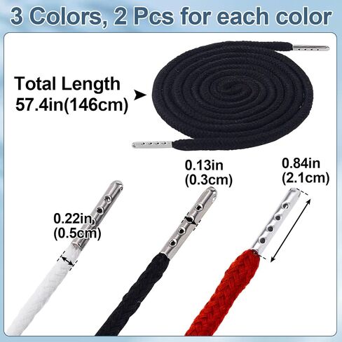 6pcs سلك الرباط مع أداة threader Spring ، استبدال الرباطات للرواط sweatshirt هوديز السراويل السراويل سراويل أكياس معاطف - 6 ألوان in Kuwait