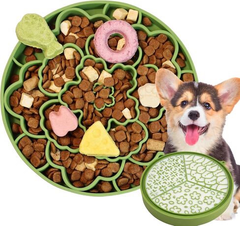 Slow Feeder Dog Bowls, Silicone Puzzle Feeder, Anti-Choking Maze Dog Food Bowl with Non-Slip Suction Cup for Medium & Small Breeds, Fast Eating Prevention, Boredom and Anxiety Reducer in Kuwait