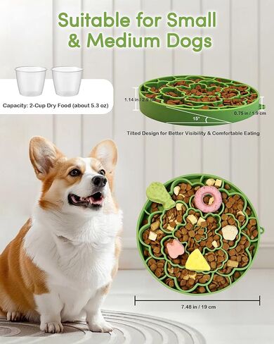 Slow Feeder Dog Bowls, Silicone Puzzle Feeder, Anti-Choking Maze Dog Food Bowl with Non-Slip Suction Cup for Medium & Small Breeds, Fast Eating Prevention, Boredom and Anxiety Reducer in Kuwait