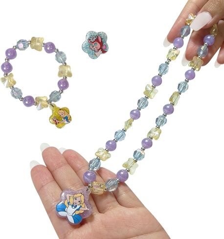 LUV HER Stitch Girls Jewelry Set - Dress up 9 Piece Toy Jewelry Box Set with Bead Necklace, Bracelet and Ring - Play Accessories - Ages 3+ in Kuwait