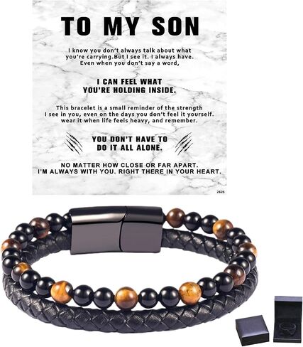 Ziella The Guardian Son Sarelet مع حماية Tiger Eye ، إلى سوار ابني من أمي ، ليث الأسود من أجل هدية المجوهرات الابن in Saudi Arabia