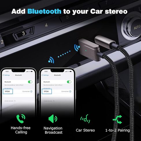 LOKUKA محول بلوتوث 5.1 إلى Aux للسيارة، USB إلى 3.5 مم مستقبل بلوتوث أنثى لإضافة بلوتوث إلى سماعات الرأس السلكية، والسيارة، ومكبر الصوت، ومكبر الصوت للمكالمات بدون استخدام اليدين، والملاحة الصوتية، والموسيقى in Kuwait