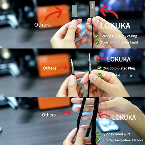 LOKUKA محول بلوتوث 5.1 إلى Aux للسيارة، USB إلى 3.5 مم مستقبل بلوتوث أنثى لإضافة بلوتوث إلى سماعات الرأس السلكية، والسيارة، ومكبر الصوت، ومكبر الصوت للمكالمات بدون استخدام اليدين، والملاحة الصوتية، والموسيقى in Kuwait