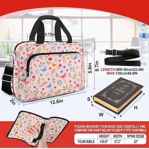 غلاف الكتاب المقدس الأزهار الملون للنساء ، حقيبة الكنيسة الكبيرة المرجعية ، حقائب الكتاب المقدس للنساء منظمات ، مستلزمات دراسة الكتاب المقدس كيت كوكات الكتب مع حزام الكتف في الكتاب المقدس in Kuwait