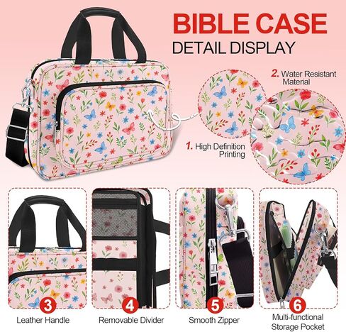 غلاف الكتاب المقدس الأزهار الملون للنساء ، حقيبة الكنيسة الكبيرة المرجعية ، حقائب الكتاب المقدس للنساء منظمات ، مستلزمات دراسة الكتاب المقدس كيت كوكات الكتب مع حزام الكتف في الكتاب المقدس in Kuwait