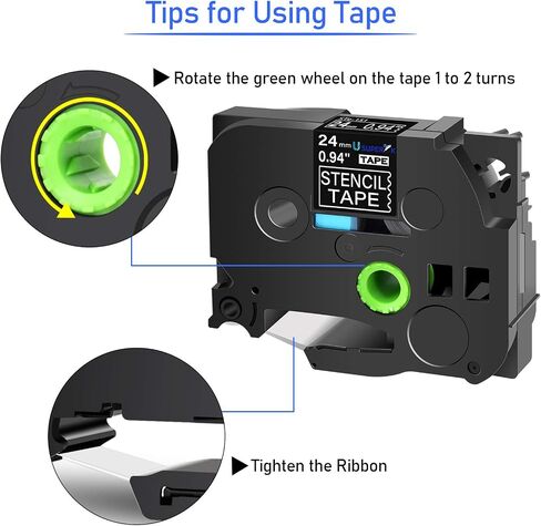 USUPERINK 8PK Compatible for Brother P-Touch Stencil Tape ST151 STe151 ST-151 STe-151 1" 24mm x 3m Black on Clear Non-Adhesive Stamp Etch Label for Ptouch PT-H500LI PT-D800W PT-E800W Label Maker in Kuwait