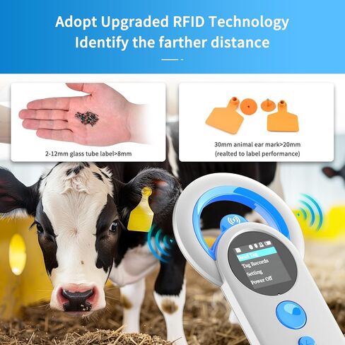 NetumScan Upgraded Pet Microchip Reader, 1024 Data Storage Portable Pet Chip Scanner Rechargeable Animal ID Tag Scanner with Stable OLED Display for ISO 11784/11785,FDX-B and ID64 RFID EMID-206C in Kuwait