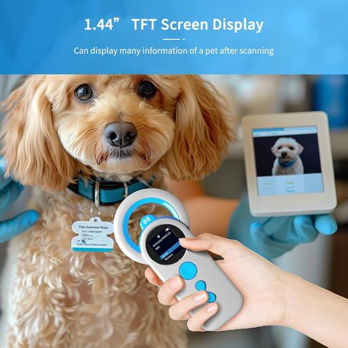 NetumScan Upgraded Pet Microchip Reader, 1024 Data Storage Portable Pet Chip Scanner Rechargeable Animal ID Tag Scanner with Stable OLED Display for ISO 11784/11785,FDX-B and ID64 RFID EMID-206C in Kuwait