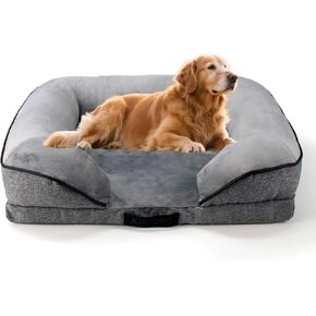 Orthopedic Egg-Shaped Sponge Dog Bed Small Size Dog with Sides, Removable Cover and Non-Slip Bottom (Grey, 24 * 18 * 6) in Saudi Arabia