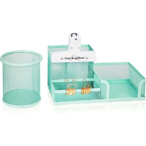 منظم مكتب حامل القلم Yobro Mesh مع كوب قلم رصاص ، 3 Compartmnets Desk Caddy ، حامل ملاحظة لزجة مفيدة وحامل مقاطع الورق ، منظم إمدادات المكاتب لمنزل المدرسة ، الوردي in Kuwait
