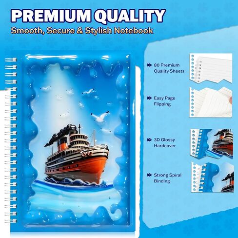 Omatek Smart Technologies Notebook SPOOR A5 - دفتر حلزوني غلاف لطيف مع غطاء ثلاثي الأبعاد لامع ، 80 ورقة - أطفال ، دفتر ملاحظات الفتيات والفتيان ، دفتر ملاحظات الهدايا - لاعب كرة قدم صغير in Saudi Arabia