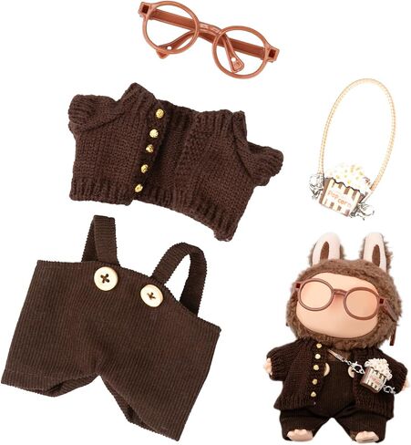 Doll Cloths for Labubu 17cm/6.7in Dolls ، الزي المتميز مع الملحقات ، التصميمات الأصلية الحصرية مع تفاصيل مطرزة متميزة 5 قطعة (لا توجد دمية) in Saudi Arabia