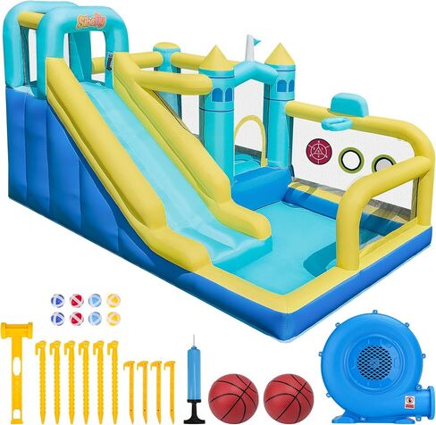 Kids Inflatable Bouncer, Bounce House with Slide & Blower, Outdoor Jumping Castle for Toddlers, Birthday Parties, Backyard Fun in Saudi Arabia