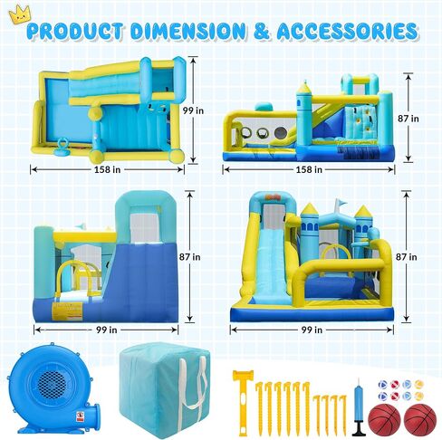 Kids Inflatable Bouncer, Bounce House with Slide & Blower, Outdoor Jumping Castle for Toddlers, Birthday Parties, Backyard Fun in Saudi Arabia