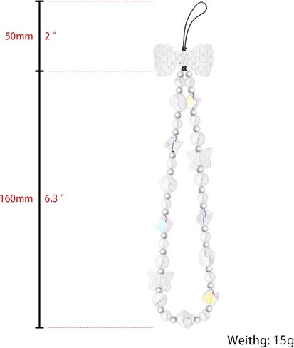 Ucharmbead فراشة الهاتف سحر الحبل سلسلة سلسلة كريستال حجر Kawaii الهاتف الخليوي حزام المعصم للنساء الفتيات in Kuwait