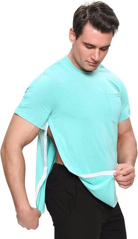 Post Shoulder Surgery Shirts Tear Away Short Sleeve Full Open Side Snap Recovery Adaptive Chemo Clothes in Saudi Arabia