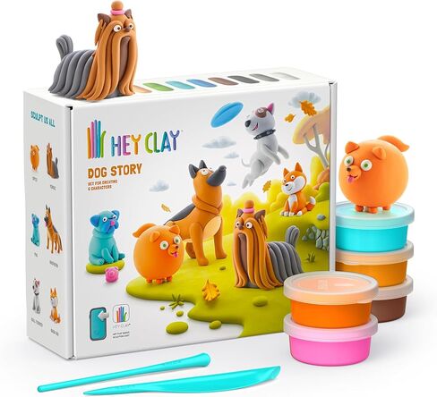 Hey Clay Dinos Set-Colourful Modeling Kids-Air Dry Clay Kit 15 cans and Sculpting Tools with Fun Interactive Instructions App in Saudi Arabia