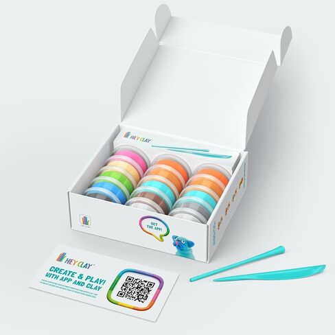 Hey Clay Dinos Set-Colourful Modeling Kids-Air Dry Clay Kit 15 cans and Sculpting Tools with Fun Interactive Instructions App in Saudi Arabia