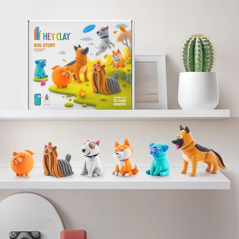 Hey Clay Dinos Set-Colourful Modeling Kids-Air Dry Clay Kit 15 cans and Sculpting Tools with Fun Interactive Instructions App in Saudi Arabia