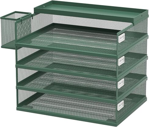 Metal Stackable Letter Trays, 4-Tier Desk Organizer & Paper Trays for Office, Stackable File & Document Tray with Magnetic Labels in Kuwait