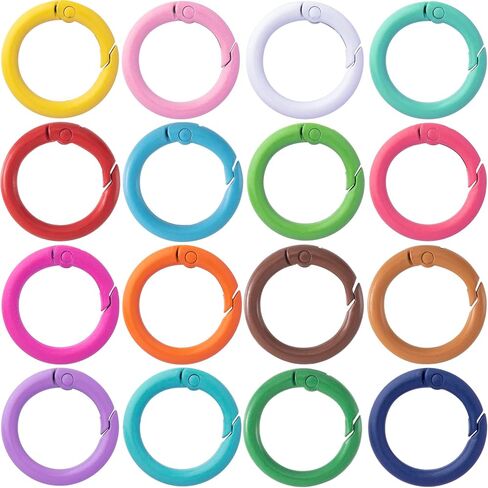 16 PCS MINI Round Carabiner Clip ، 4 ألوان مقاطع حلقة مفتاح الربيع ، حلقات سلسلة المفاتيح على شكل O Methor in Kuwait