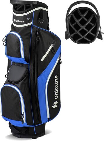 Goplus Golf Cart Bag with 14-Way Top Dividers, 9 Zippered Pockets, Cooler Bag, Rain Hood, Shoulder Strap, Carry Handle, Lightweight Golf Club Bags for Men Women in Saudi Arabia