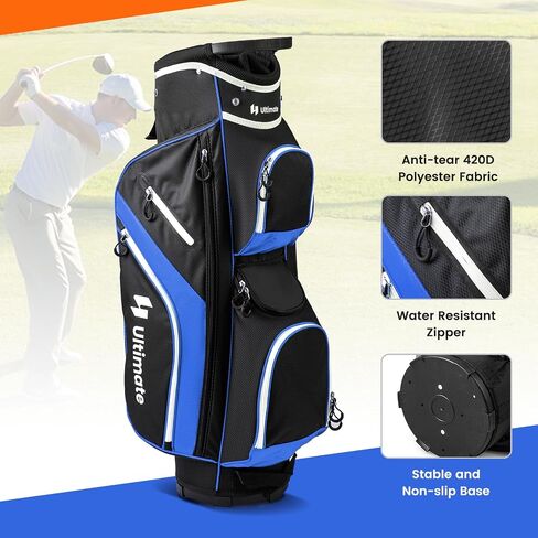 Goplus Golf Cart Bag with 14-Way Top Dividers, 9 Zippered Pockets, Cooler Bag, Rain Hood, Shoulder Strap, Carry Handle, Lightweight Golf Club Bags for Men Women in Saudi Arabia