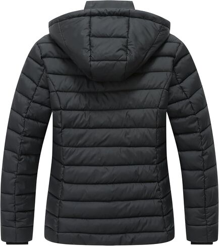 Women's Quilted Down Coat Waterproof Warm Thicken Flannel Lined with Detachable Hood Windproof Winter Puffer Jacket in Saudi Arabia