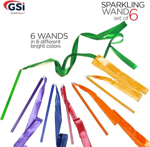 GSi Ribbon Rings for Kids – 6-Pack with Storage Bag and 12 Flowing Ribbons Each Dance Ribbons, Classroom Movement, Gymnastics, Party Favors in Saudi Arabia