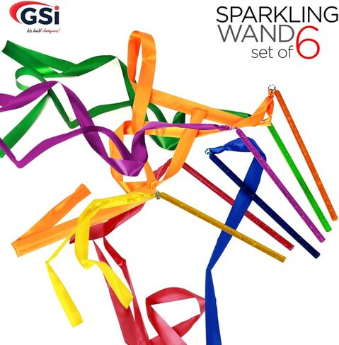 GSi Ribbon Rings for Kids – 6-Pack with Storage Bag and 12 Flowing Ribbons Each Dance Ribbons, Classroom Movement, Gymnastics, Party Favors in Saudi Arabia