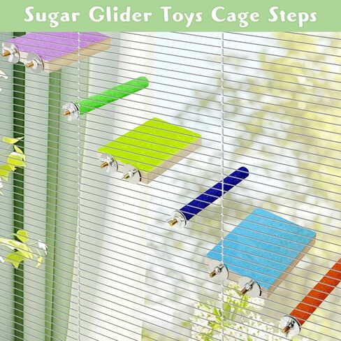 BNOSDM Sugar Glider Toys Wood 6 Pcs Hamster Climbing Cage Steps with Colorful Sand Sharpening Claws Platform Small Animal Scratching Snadpaper for Cages Suitable for Squirrels Chinchillas Rats in Kuwait