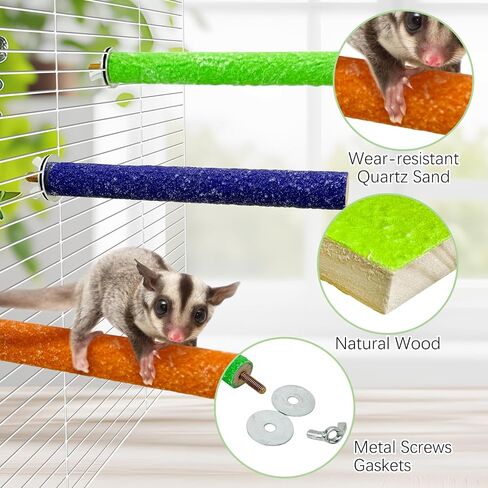 BNOSDM Sugar Glider Toys Wood 6 Pcs Hamster Climbing Cage Steps with Colorful Sand Sharpening Claws Platform Small Animal Scratching Snadpaper for Cages Suitable for Squirrels Chinchillas Rats in Kuwait