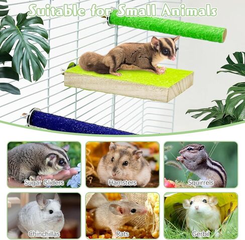 BNOSDM Sugar Glider Toys Wood 6 Pcs Hamster Climbing Cage Steps with Colorful Sand Sharpening Claws Platform Small Animal Scratching Snadpaper for Cages Suitable for Squirrels Chinchillas Rats in Kuwait