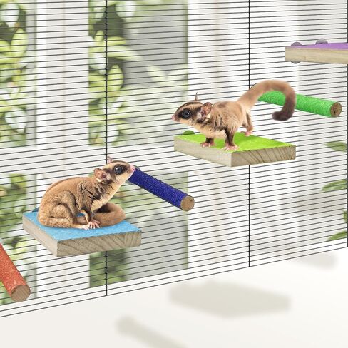BNOSDM Sugar Glider Toys Wood 6 Pcs Hamster Climbing Cage Steps with Colorful Sand Sharpening Claws Platform Small Animal Scratching Snadpaper for Cages Suitable for Squirrels Chinchillas Rats in Kuwait