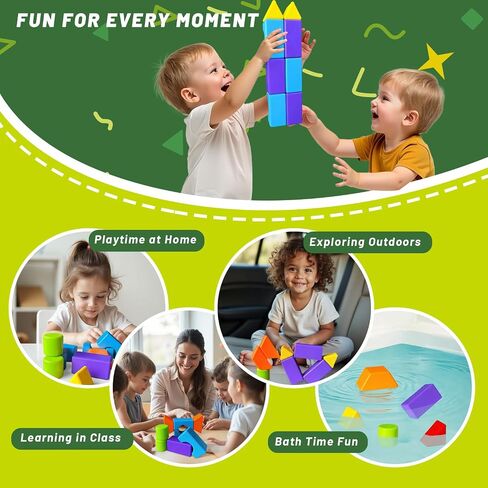 Magnetic Blocks, Large Magnetic Building Blocks for Toddlers, 1.65 Inch 3D Magnet Cubes in 8 Colors, Montessori & Sensory Stacking Toy Gift for Kids Ages 1-3 (16PCS) in Kuwait