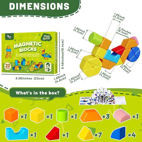 Magnetic Blocks, Large Magnetic Building Blocks for Toddlers, 1.65 Inch 3D Magnet Cubes in 8 Colors, Montessori & Sensory Stacking Toy Gift for Kids Ages 1-3 (16PCS) in Kuwait