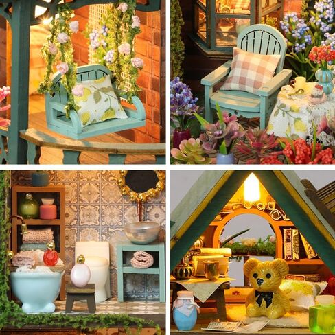 DIY Miniature Dollhouse Kit ، Mini House Making Kit with Furnitures ، Tiny House Kit للبناء للبالغين ، هدية Hobby Craft ليوم الآباء ، غابات المغامرة in Kuwait