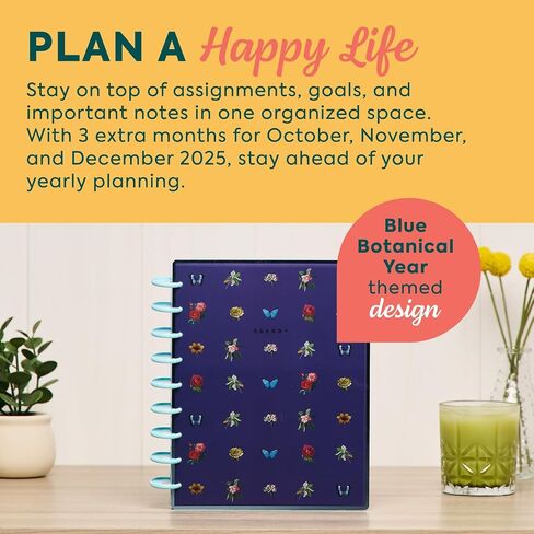 Happy Planner Disc-Bound Planner Jan.–Dec. 2026, Includes 3 Extra Months and 2 Sticker Sheets, Classic Size, 7" x 9.25", Dashboard Layout, Botanical Year in Saudi Arabia