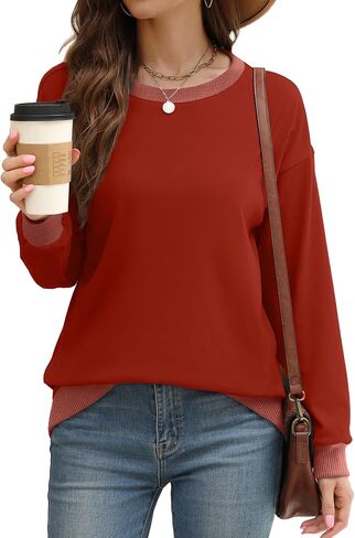 Saloogoe Sweatshirt for Women Loose Fit Cute Tops Trendy 2025 Fashion Winter Clothing Business Casual Outfits Striped L in Saudi Arabia