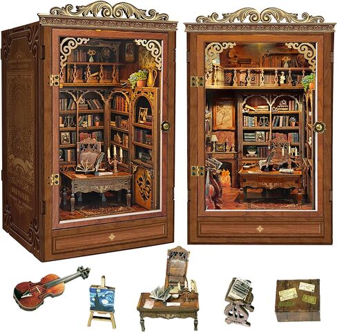 SUNNINO Book Nook Kit - DIY Miniature House Kit 3D Wooden Doll House Book Nook Kits Bookshelf Decor Gift for Teens Family Friends in Saudi Arabia