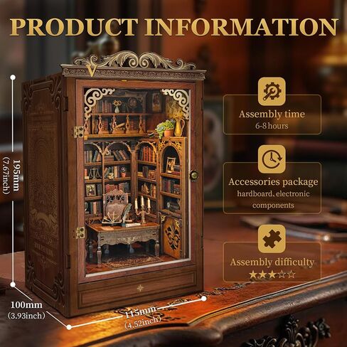 SUNNINO Book Nook Kit - DIY Miniature House Kit 3D Wooden Doll House Book Nook Kits Bookshelf Decor Gift for Teens Family Friends in Saudi Arabia